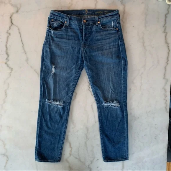 7 for all man kind jean, josefine destroy skinny boyfriend, size 28 - Picture 2 of 11